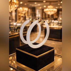 Stunning White Resin Hoop Earrings